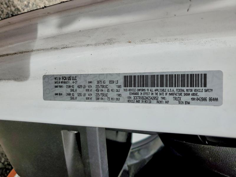 2017 Ram Promaster 1500 მანქანა იყიდება აუქციონზე, vin: 3C6TRVBG3HE542052, აუქციონის ნომერი: 47106396