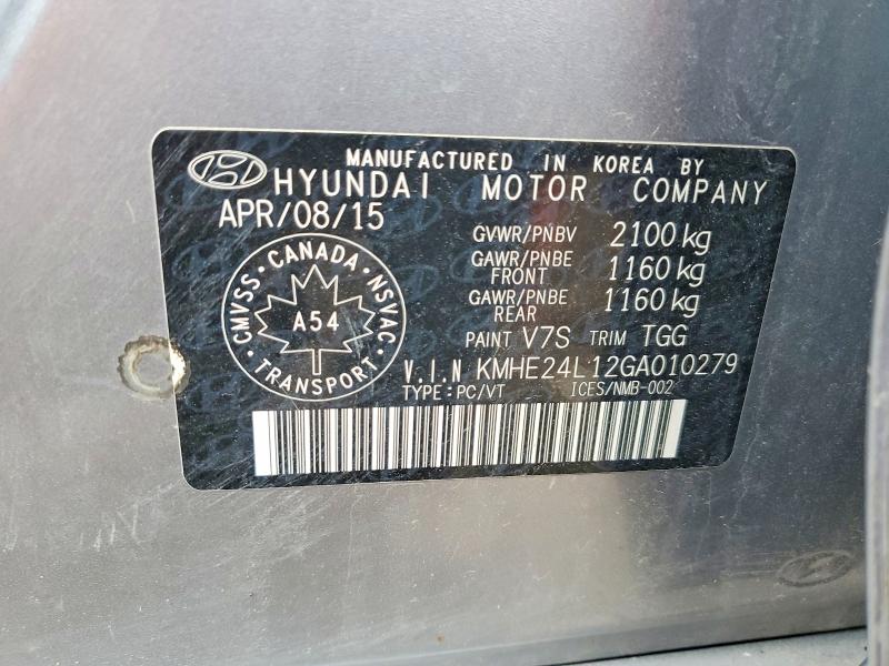 79236325 :رقم المزاد ، KMHE24L12GA010279 vin ، 2016 Hyundai Sonata Hybrid مزاد بيع
