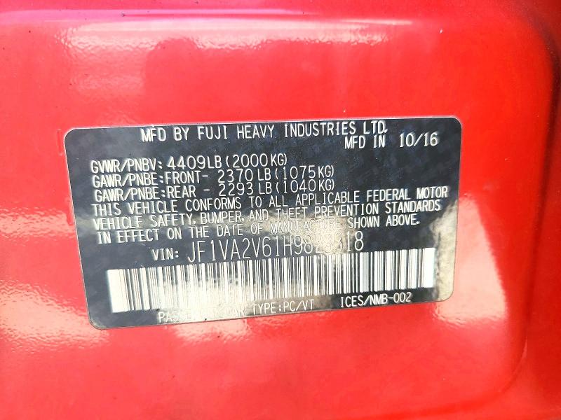 Aukcja sprzedaży 2017 Subaru Wrx, vin: JF1VA2V61H9823318, numer aukcji: 47616466