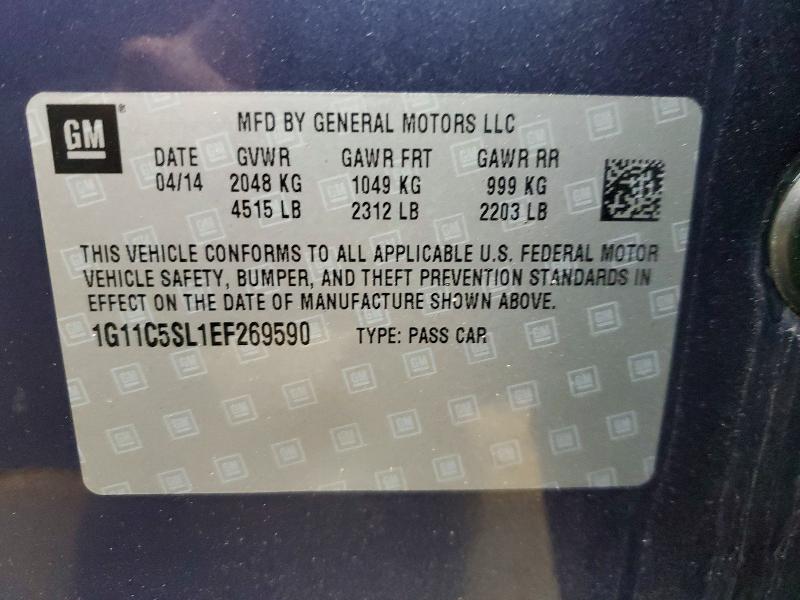 79561975 :رقم المزاد ، 1G11C5SL1EF269590 vin ، 2014 Chevrolet Malibu مزاد بيع