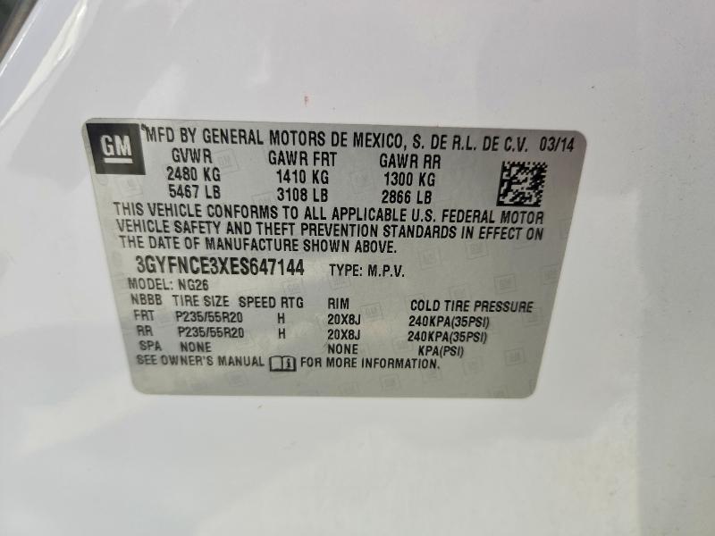 Aukcja sprzedaży 2014 Cadillac Srx, vin: 3GYFNCE3XES647144, numer aukcji: 46431686