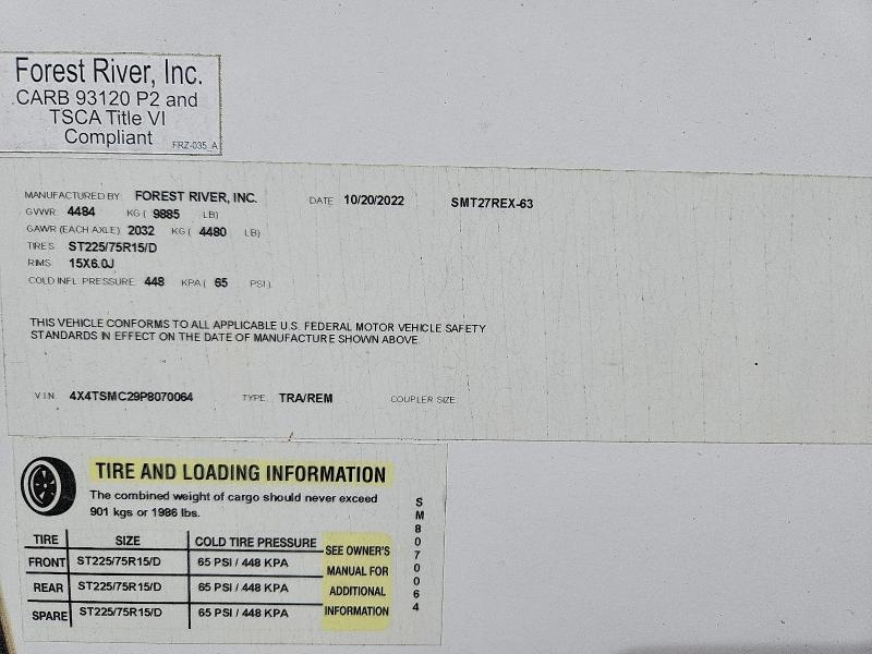 Aukcja sprzedaży 2023 Forest River Salem Towables, vin: 4X4TSMC29P8070064, numer aukcji: 48285956