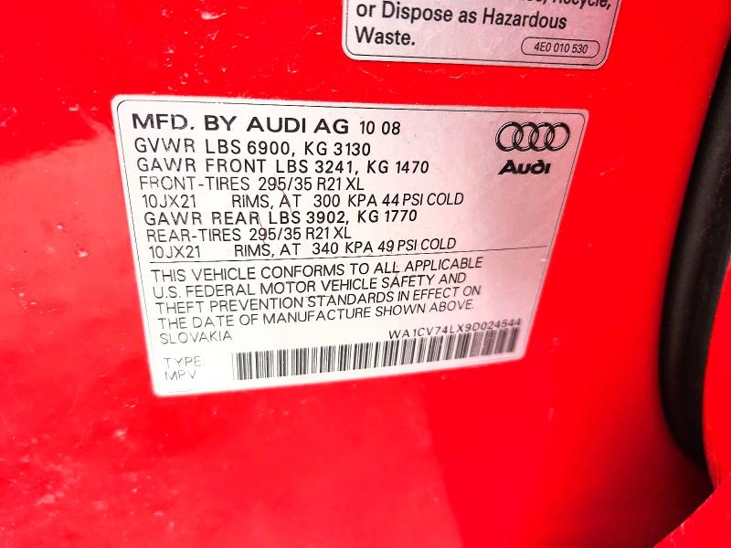 79614895 :رقم المزاد ، WA1CV74LX9D024544 vin ، 2009 Audi Q7 مزاد بيع
