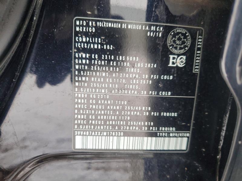 46138996 :رقم المزاد ، 3VV4B7AXXJM176330 vin ، 2018 Volkswagen Tiguan مزاد بيع