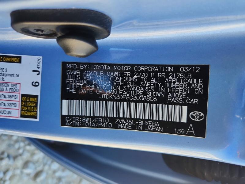 Продаж на аукціоні авто 2012 Toyota Prius Plug-in Hybrid, vin: JTDKN3DP8C3008806, номер лоту: 46228046