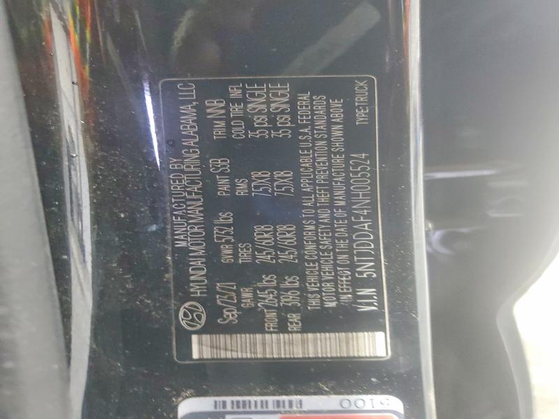46184736 :رقم المزاد ، 5NTJDDAF4NH005524 vin ، 2022 Hyundai Santa Cruz مزاد بيع