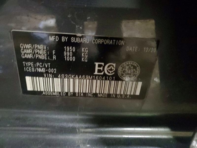 2021 Subaru Impreza მანქანა იყიდება აუქციონზე, vin: 4S3GKAA69M1604101, აუქციონის ნომერი: 79564905