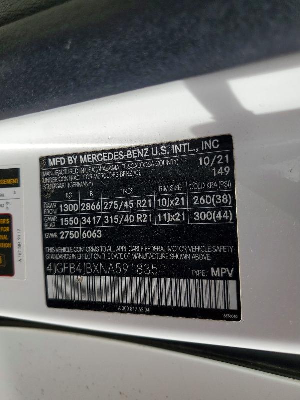 Продажа на аукционе авто 2022 Mercedes-benz Gle, vin: 4JGFB4JBXNA591835, номер лота: 45870146