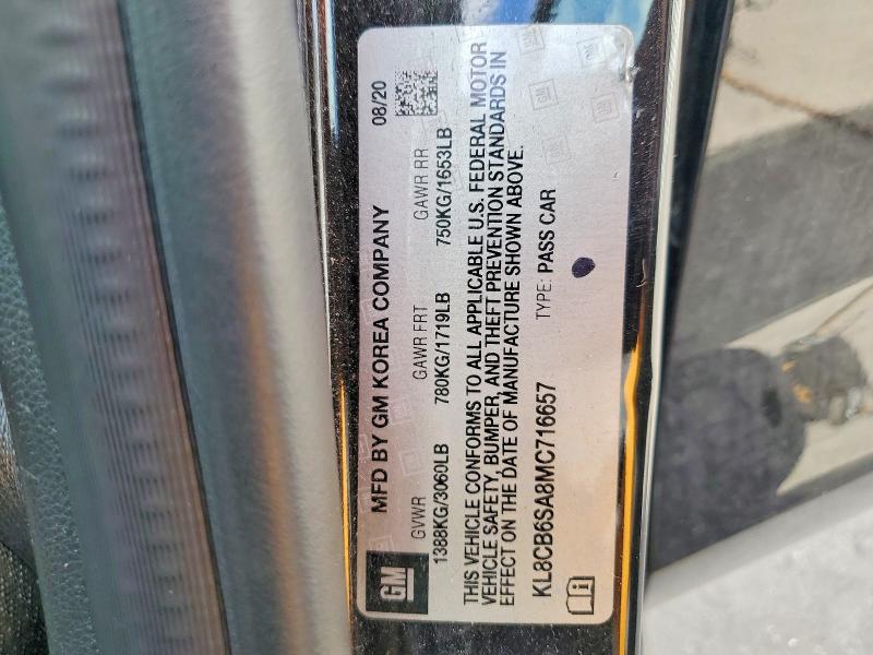 Продаж на аукціоні авто 2021 Chevrolet Spark, vin: KL8CB6SA8MC716657, номер лоту: 52317716