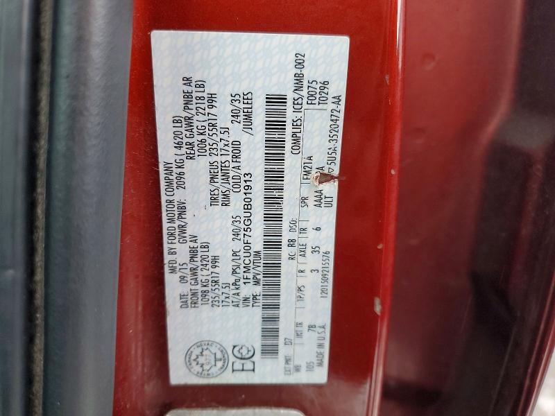 Продажа на аукционе авто 2016 Ford Escape, vin: 1FMCU0F75GUB01913, номер лота: 79730545