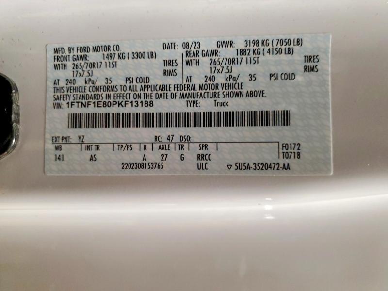 2023 Ford F150 მანქანა იყიდება აუქციონზე, vin: 1FTNF1E80PKF13188, აუქციონის ნომერი: 79452315