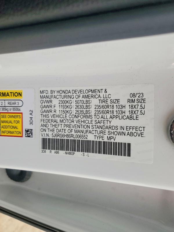 Продажа на аукционе авто 2024 Honda Cr-v, vin: 5J6RS6H86RL006552, номер лота: 45767916