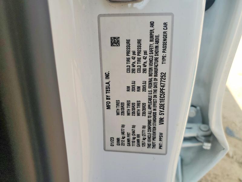 Auction sale of the 2023 Tesla Model 3, vin: 5YJ3E1EC5PF477252, lot number: 46758316