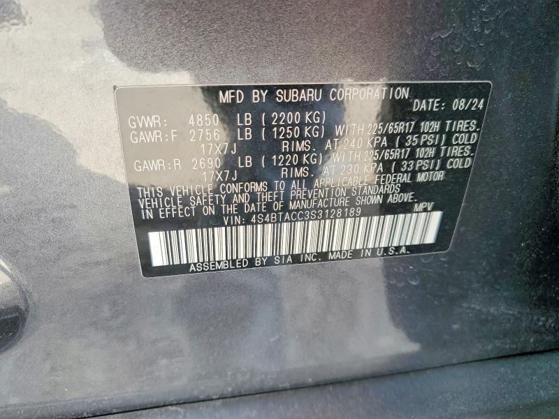 Aukcja sprzedaży 2025 Subaru Outback, vin: 4S4BTACC3S3128189, numer aukcji: 47414276