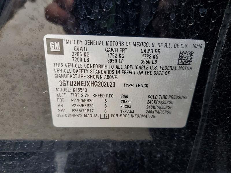 78714815 :رقم المزاد ، 3GTU2NEJXHG202023 vin ، 2017 Gmc Sierra مزاد بيع