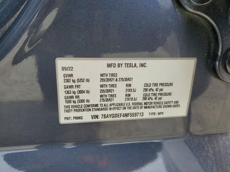 Aukcja sprzedaży 2022 Tesla Model Y, vin: 7SAYGDEF4NF559713, numer aukcji: 48296716