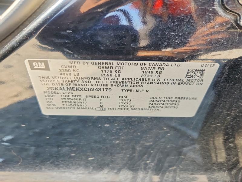 Aukcja sprzedaży 2012 Gmc Terrain, vin: 2GKALMEKXC6243179, numer aukcji: 47560176