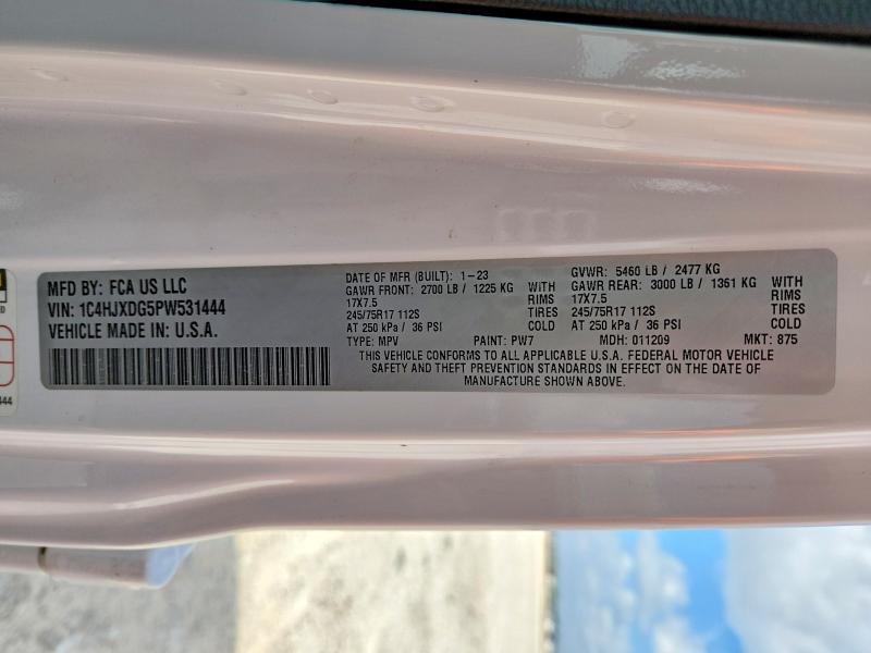 41938316 :رقم المزاد ، 1C4HJXDG5PW531444 vin ، 2023 Jeep Wrangler مزاد بيع