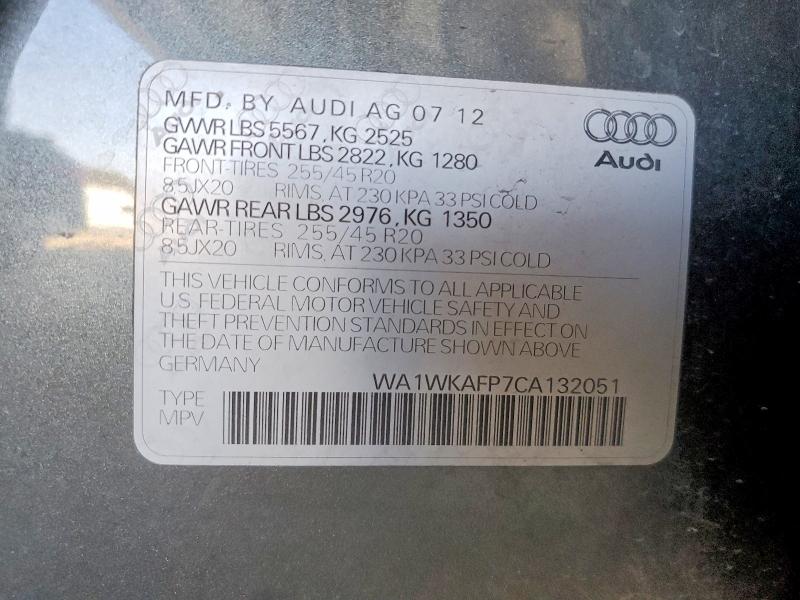 Продажа на аукционе авто 2012 Audi Q5, vin: WA1WKAFP7CA132051, номер лота: 41841596