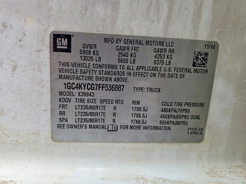 Aukcja sprzedaży 2015 Chev Silverado, vin: 1GC4KYCG7FF536887, numer aukcji: 46705456