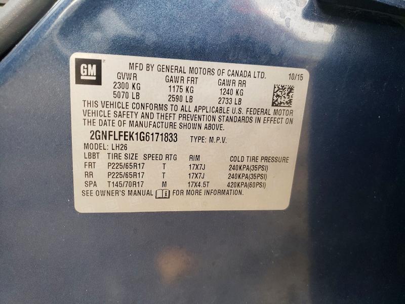 47916846 :رقم المزاد ، 2GNFLFEK1G6171833 vin ، 2016 Chevrolet Equinox مزاد بيع