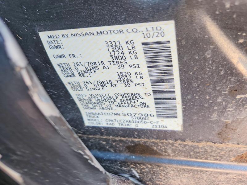 Aukcja sprzedaży 2021 Nissan Titan, vin: 1N6AA1ED7MN507986, numer aukcji: 79304285