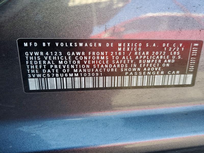 41584936 :رقم المزاد ، 3VWC57BU6MM103091 vin ، 2021 Volkswagen Jetta مزاد بيع