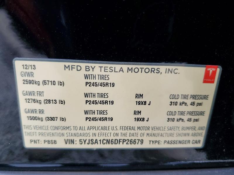 48277666 :رقم المزاد ، 5YJSA1CN6DFP26679 vin ، 2013 Tesla Model S مزاد بيع