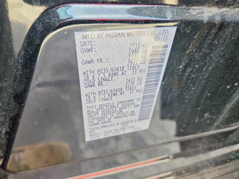 48244806 :رقم المزاد ، 5N1AL0MN5FC530033 vin ، 2015 Infiniti Qx60 مزاد بيع