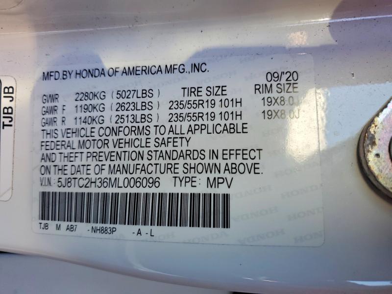 47459796 :رقم المزاد ، 5J8TC2H36ML006096 vin ، 2021 Acura Rdx مزاد بيع