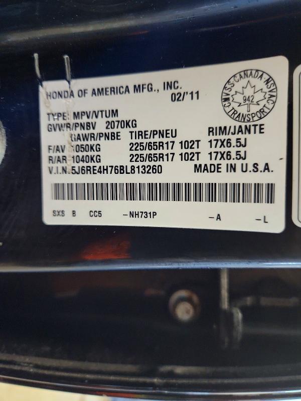45735526 :رقم المزاد ، 5J6RE4H76BL813260 vin ، 2011 Honda Cr-v مزاد بيع