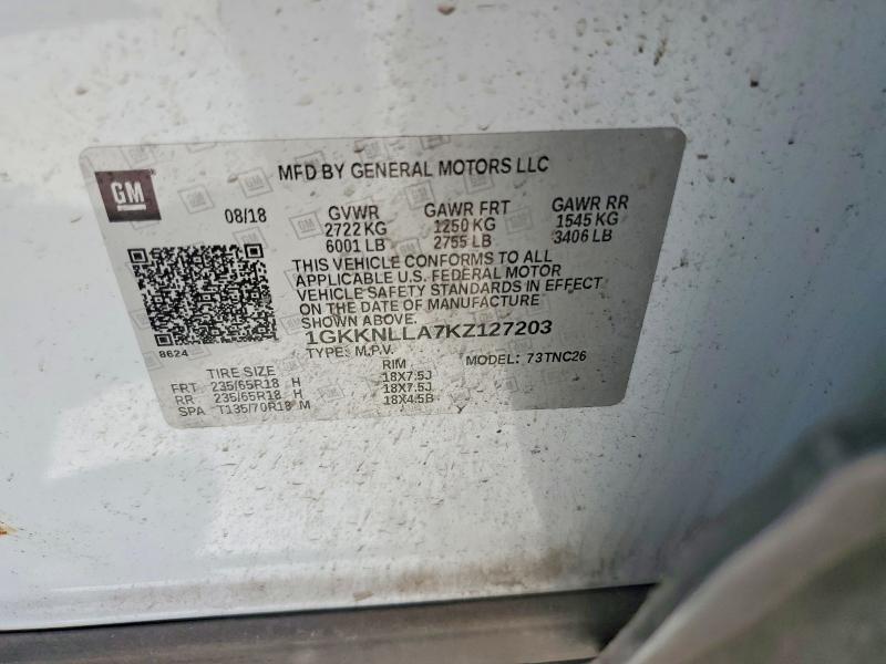 2019 Gmc Acadia მანქანა იყიდება აუქციონზე, vin: 1GKKNLLA7KZ127203, აუქციონის ნომერი: 45881936