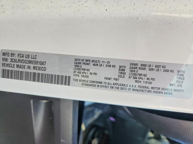 Aukcja sprzedaży 2021 Ram Promaster 2500, vin: 3C6LRVDG3ME591047, numer aukcji: 79717035
