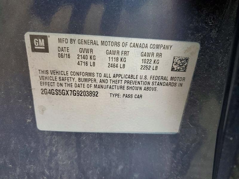 2016 Buick Regal მანქანა იყიდება აუქციონზე, vin: 2G4GS5GX7G9203892, აუქციონის ნომერი: 45453116