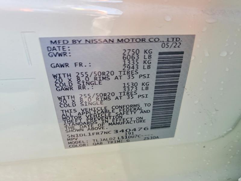 Aukcja sprzedaży 2022 Infiniti Qx60, vin: 5N1DL1FR7NC340476, numer aukcji: 47525326