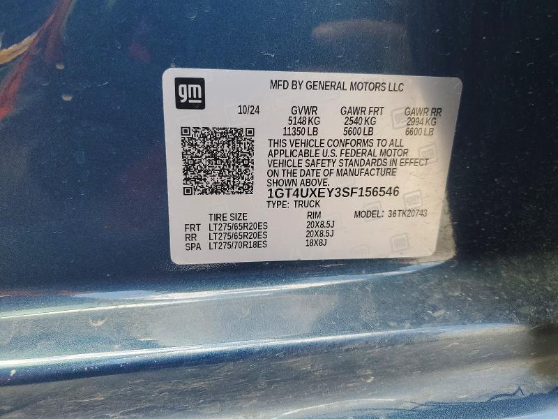 2025 Gmc Denali მანქანა იყიდება აუქციონზე, vin: 1GT4UXEY3SF156546, აუქციონის ნომერი: 47930896