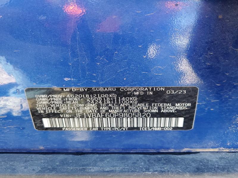 Продаж на аукціоні авто 2023 Subaru Wrx, vin: JF1VBAF60P9805820, номер лоту: 46384756