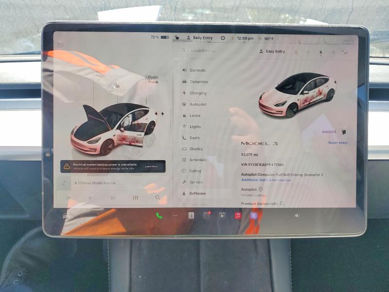 Продажа на аукционе авто 2023 Tesla Model 3, vin: 5YJ3E1EA5PF477380, номер лота: 46532616