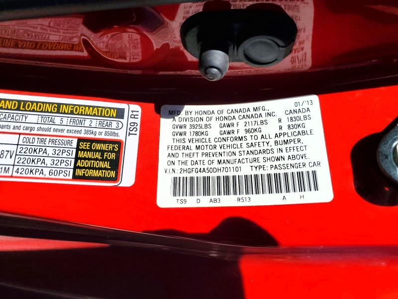 Aukcja sprzedaży 2013 Honda Civic, vin: 2HGFG4A50DH701101, numer aukcji: 47330076