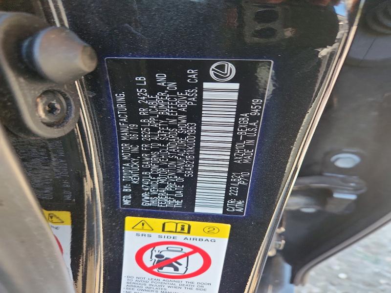 Продажа на аукционе авто 2019 Lexus Es, vin: 58AB21B1XKU001963, номер лота: 46906856