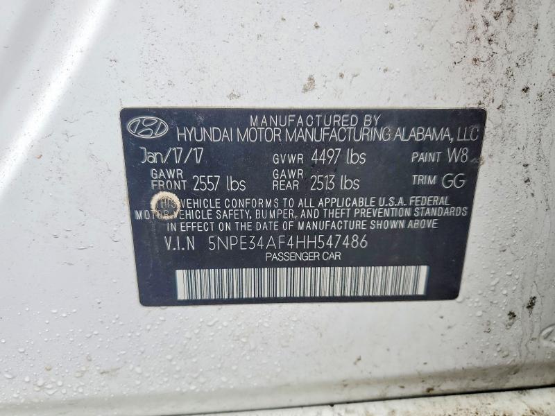 2017 Hyundai Sonata მანქანა იყიდება აუქციონზე, vin: 5NPE34AF4HH547486, აუქციონის ნომერი: 79966495