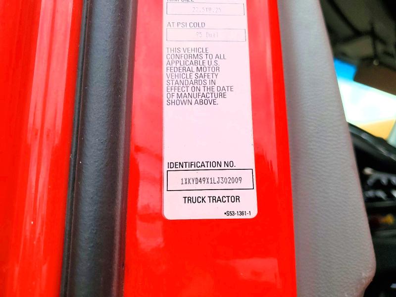47887686 :رقم المزاد ، 1XKYD49X1LJ302009 vin ، 2020 Kenworth Construction مزاد بيع