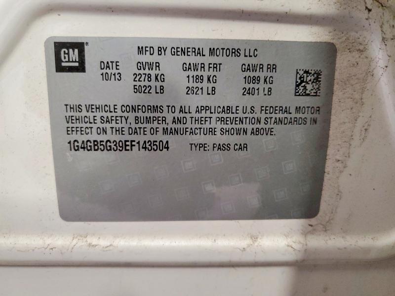 Продажа на аукционе авто 2014 Buick Lacrosse, vin: 1G4GB5G39EF143504, номер лота: 46561966