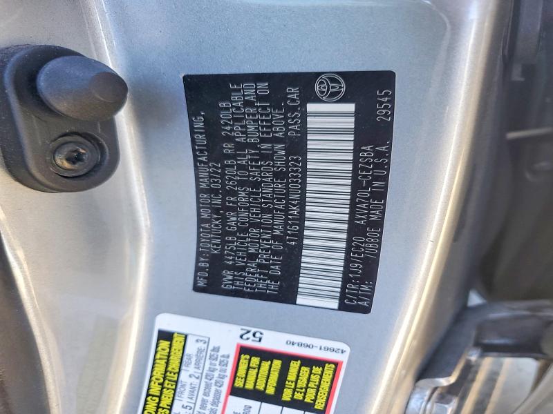 Aukcja sprzedaży 2022 Toyota Camry, vin: 4T1G11AK4NU033323, numer aukcji: 41801166