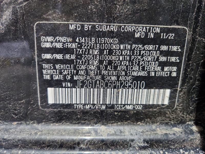 Aukcja sprzedaży 2023 Subaru Crosstrek, vin: JF2GTABC6PH295010, numer aukcji: 79954455