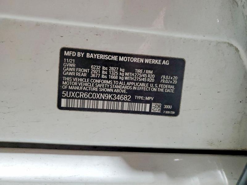 Aukcja sprzedaży 2022 Bmw X5, vin: 5UXCR6C0XN9K34682, numer aukcji: 46548756