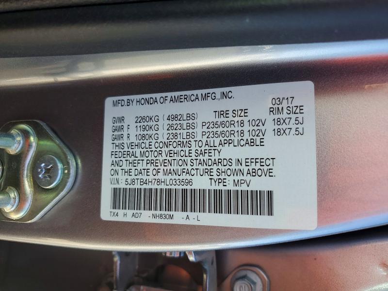 Продаж на аукціоні авто 2017 Acura Rdx, vin: 5J8TB4H78HL033596, номер лоту: 47109966