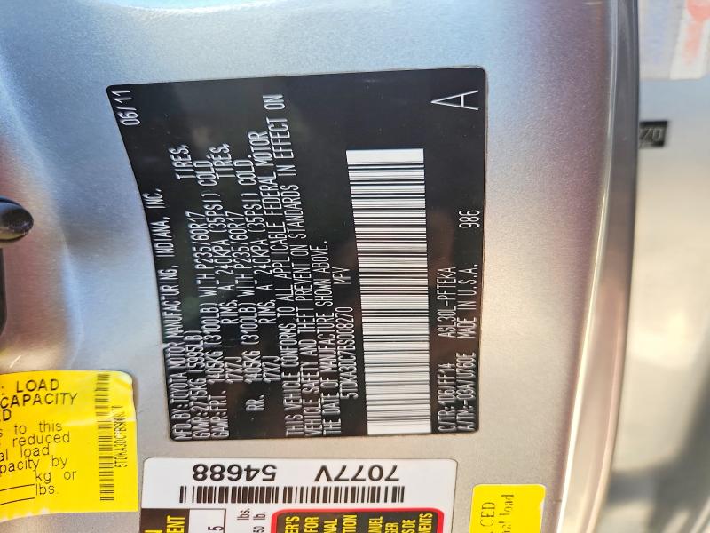 Aukcja sprzedaży 2011 Toyota Sienna, vin: 5TDKA3DC7BS008270, numer aukcji: 46261366