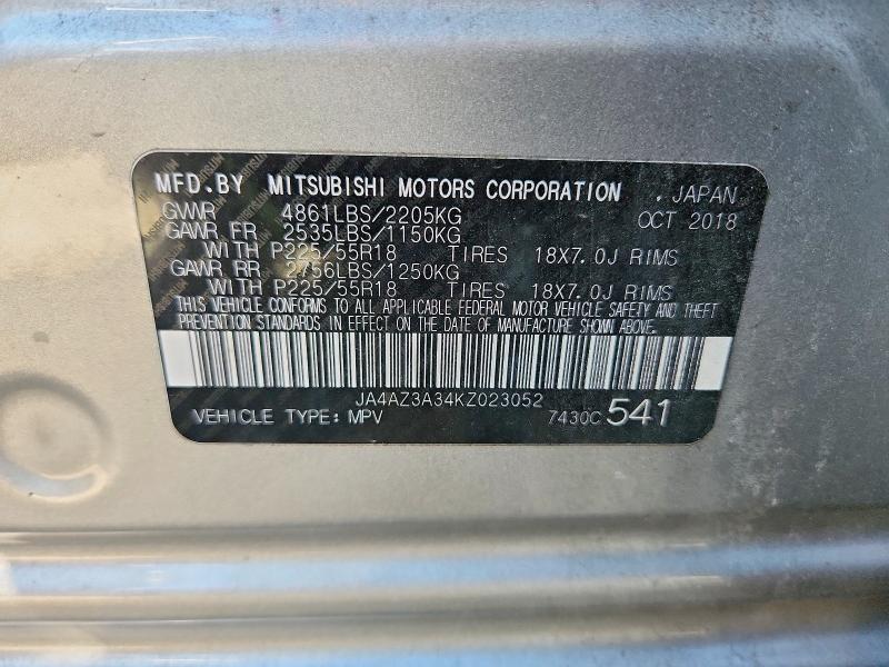 Продаж на аукціоні авто 2019 Mitsubishi Outlander, vin: JA4AZ3A34KZ023052, номер лоту: 46390596