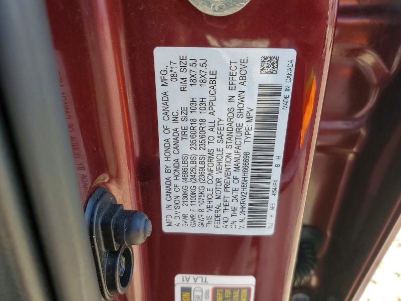 Продажа на аукционе авто 2017 Honda Cr-v, vin: 2HKRW2H85HH666698, номер лота: 46661336